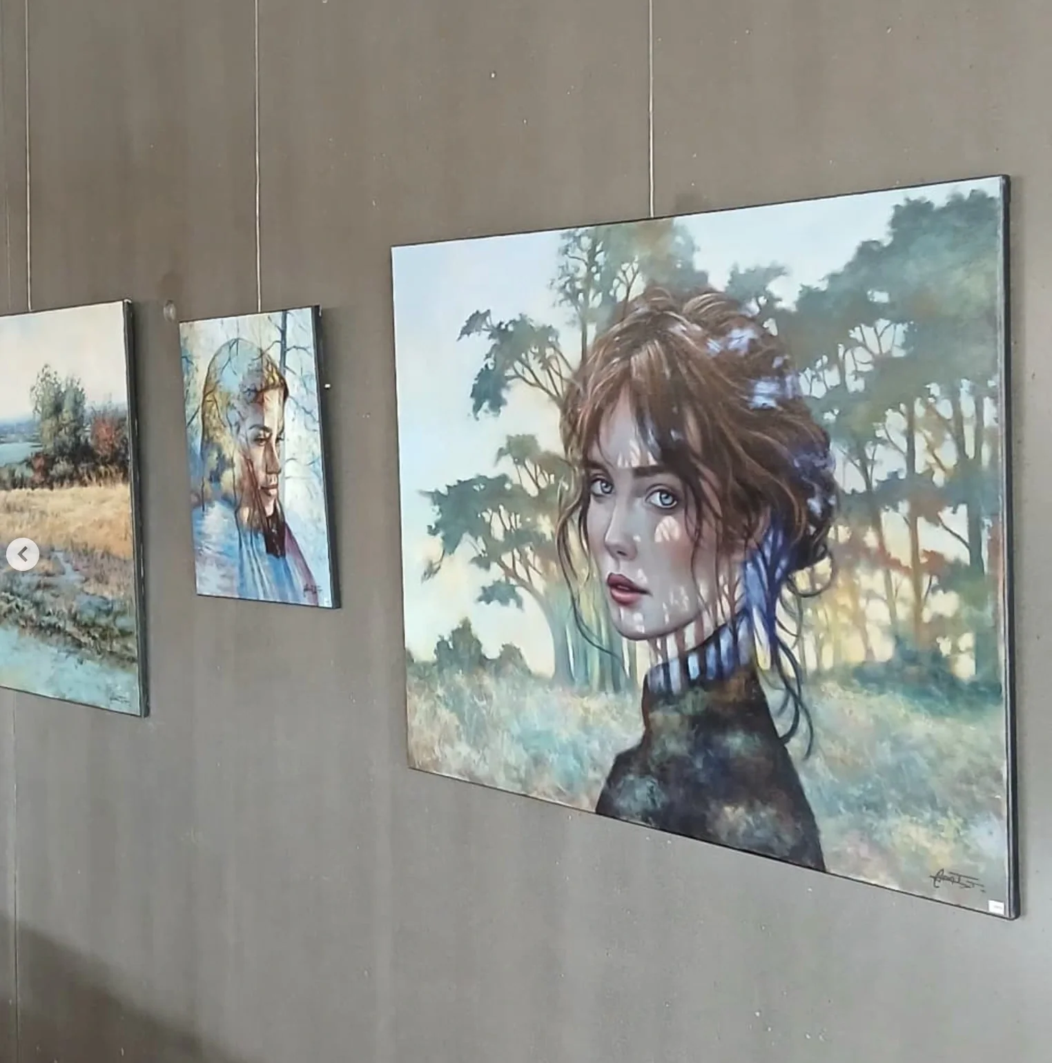Peintures de Thierry Dupont accrochées à la Galerie du Minage à Clisson