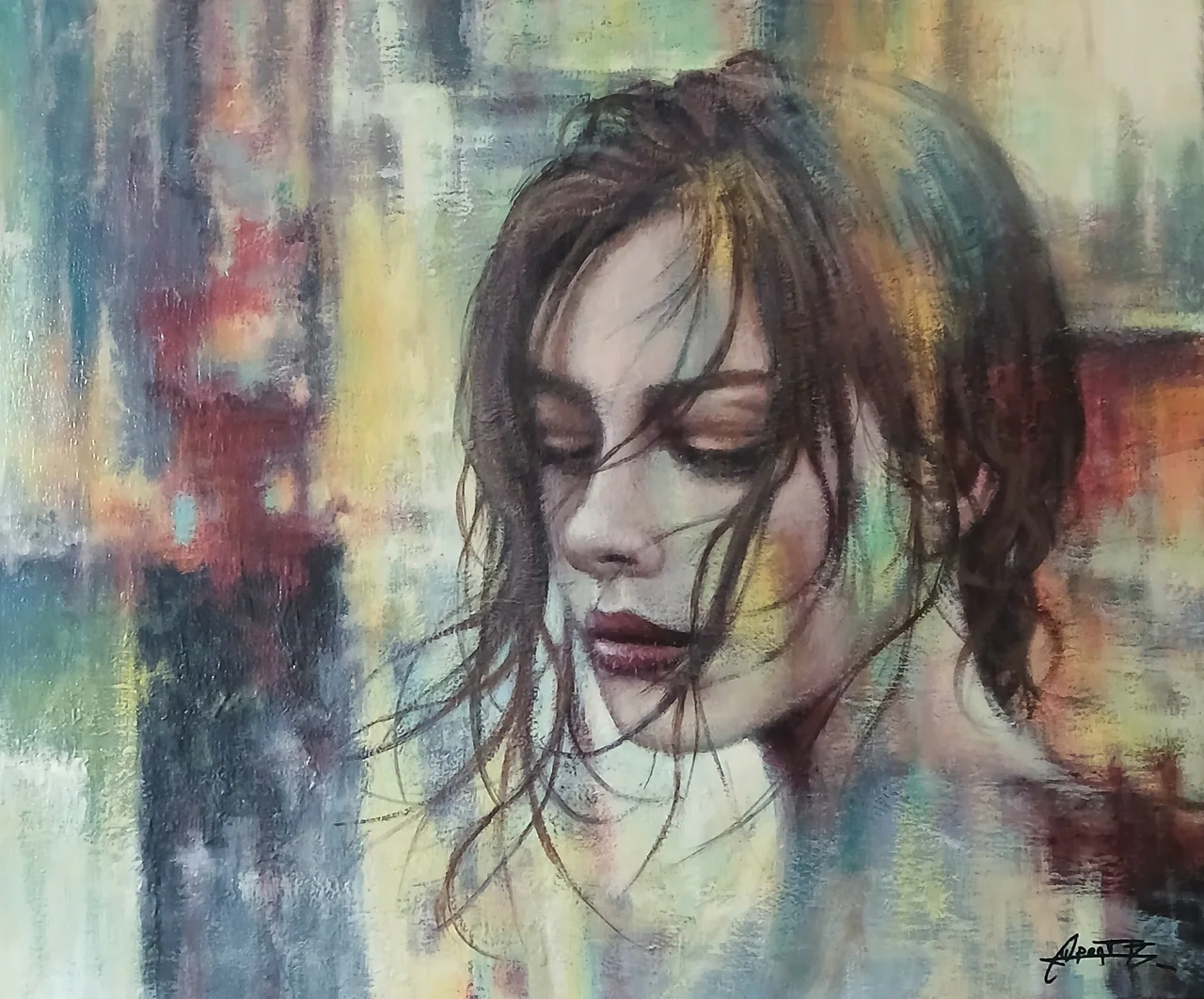 AF21, peinture acrylique contemporaine, portrait atmosphérique de Thierry Dupont en Loire-Atlantique