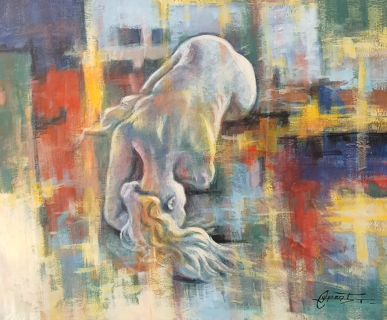 Les Danaïdes, peinture acrylique contemporaine, hommage pictural de Thierry Dupont dans le Vignoble nantais