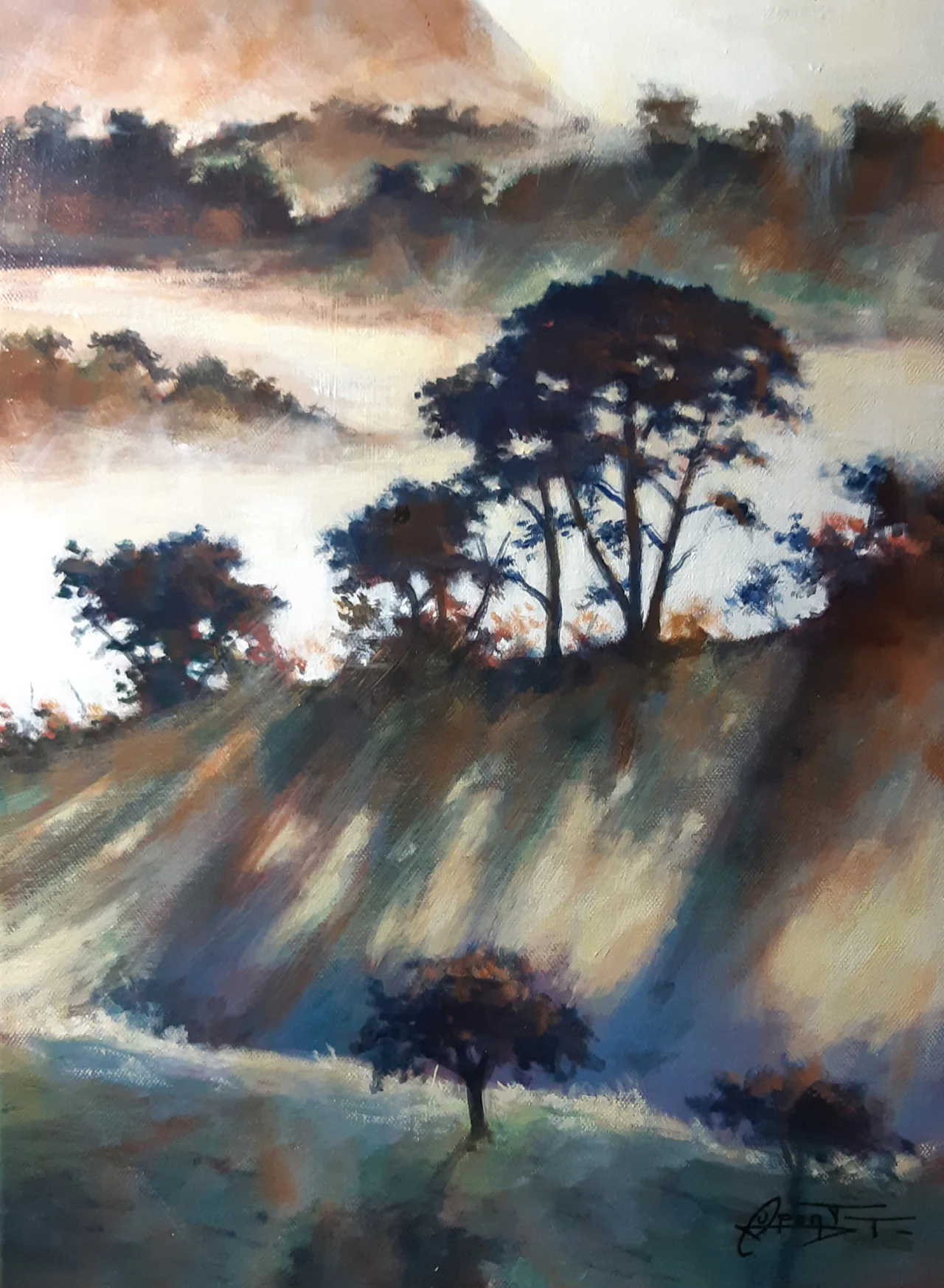 F2, peinture acrylique contemporaine, paysage naturel peint par Thierry Dupont en Loire-Atlantique