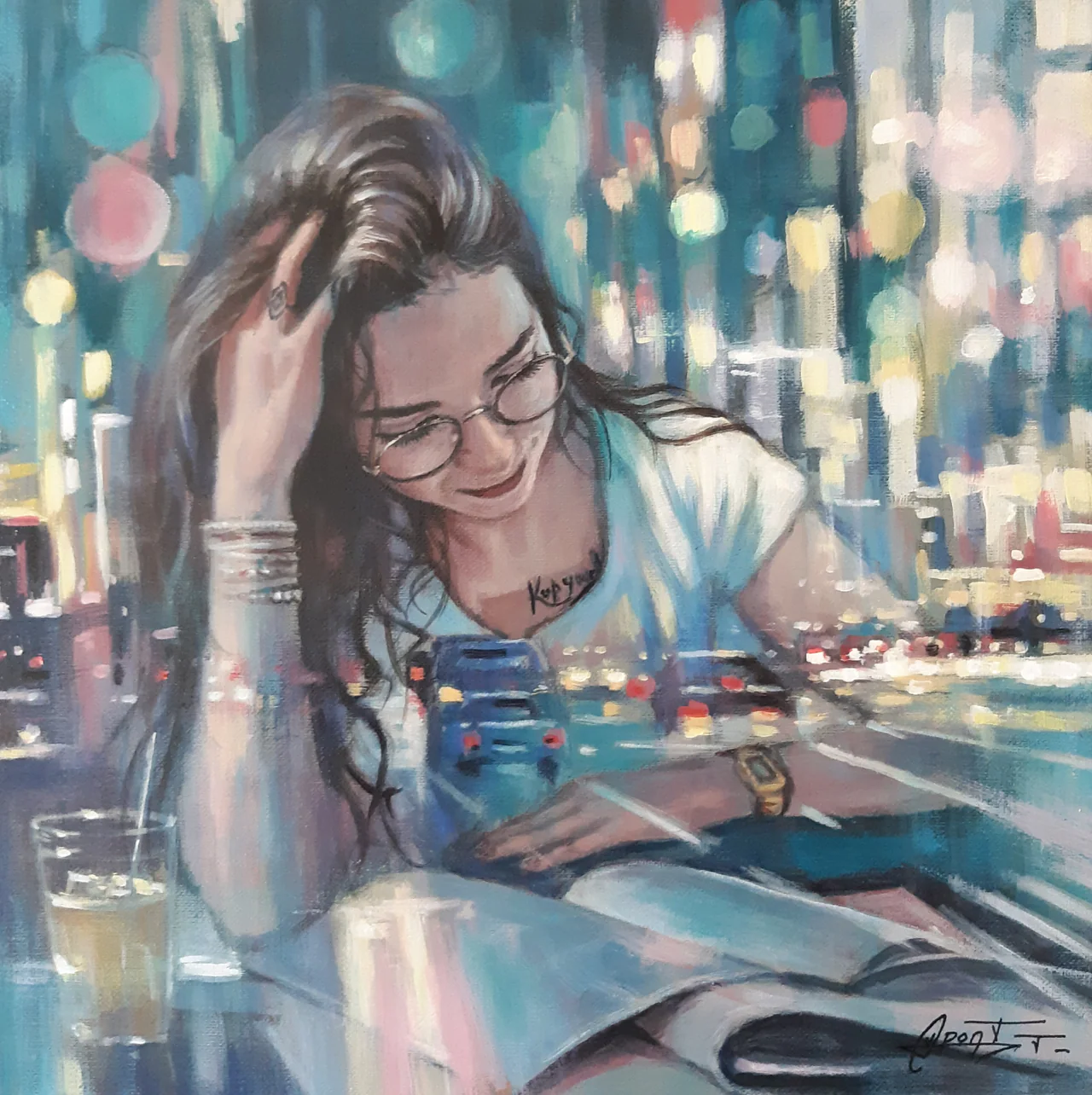 Naomi RT13, peinture acrylique contemporaine, portrait contemporain peint par Thierry Dupont en Loire-Atlantique