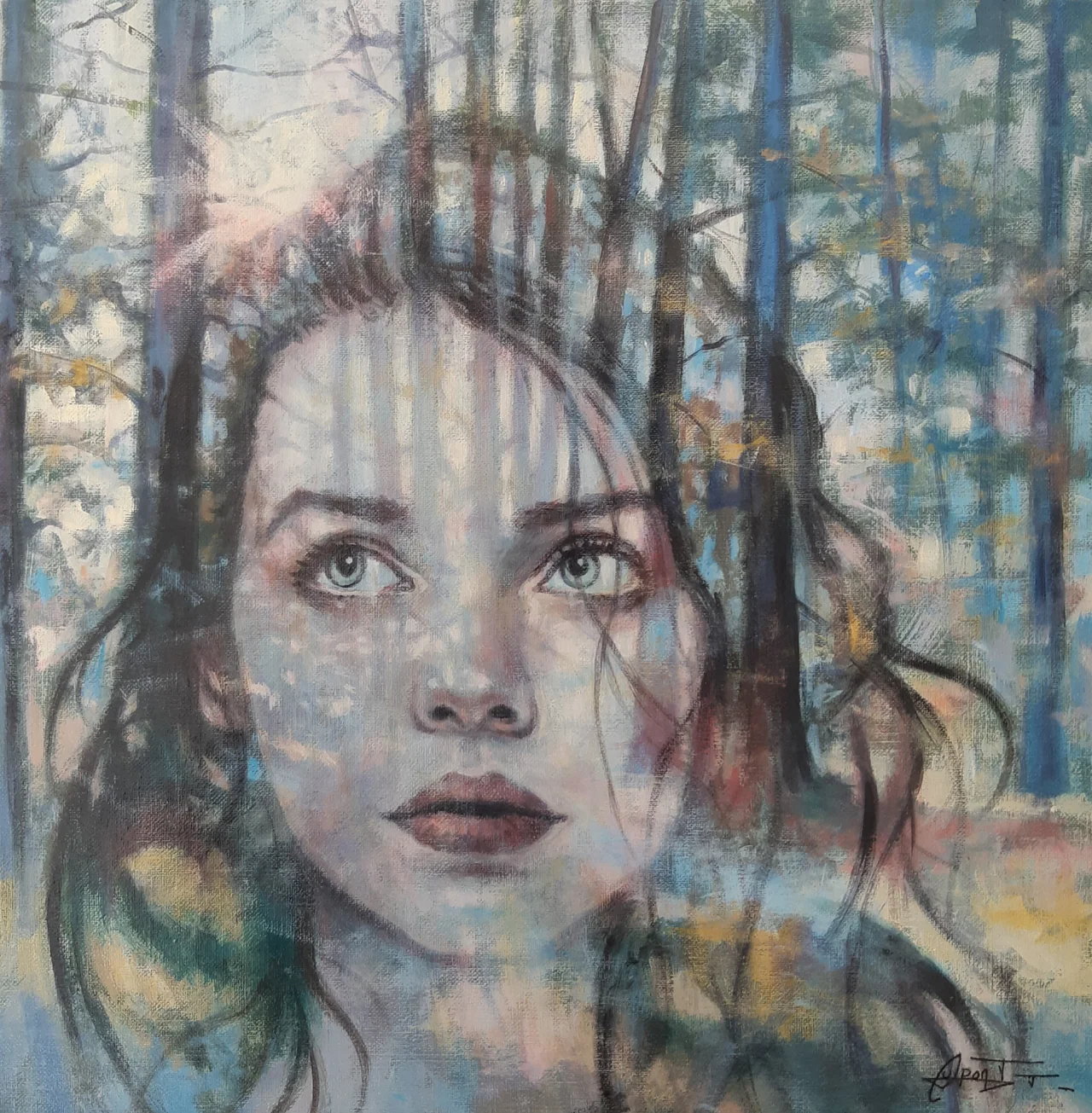 REF RT12, peinture acrylique contemporaine, portrait vendu peint par Thierry Dupont en Loire-Atlantique