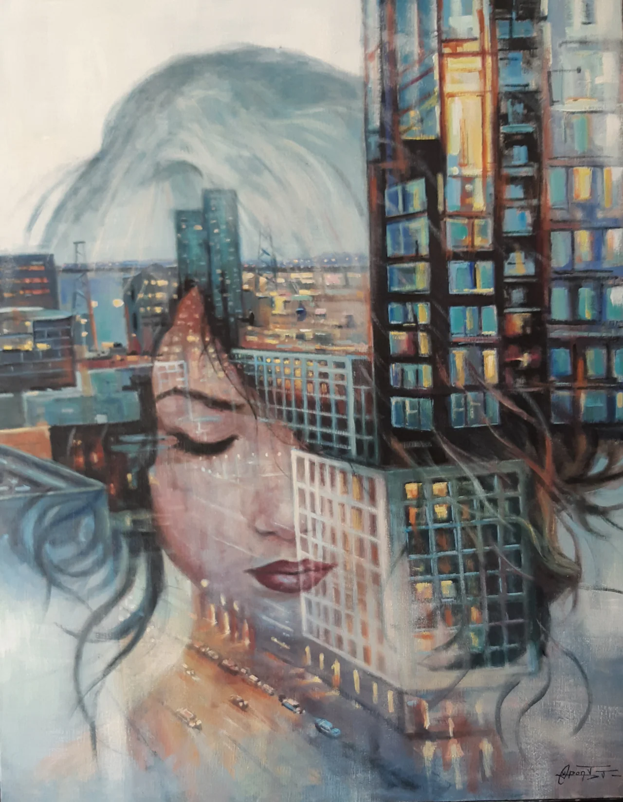 RT20, peinture acrylique contemporaine, portrait et architecture urbaine par Thierry Dupont dans le Vignoble nantais